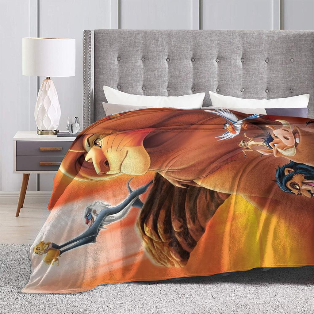Lion King Blanket Funny Cartoon Simba Fleece Funny Warm Throw Blankets for Home Autumn/Winter