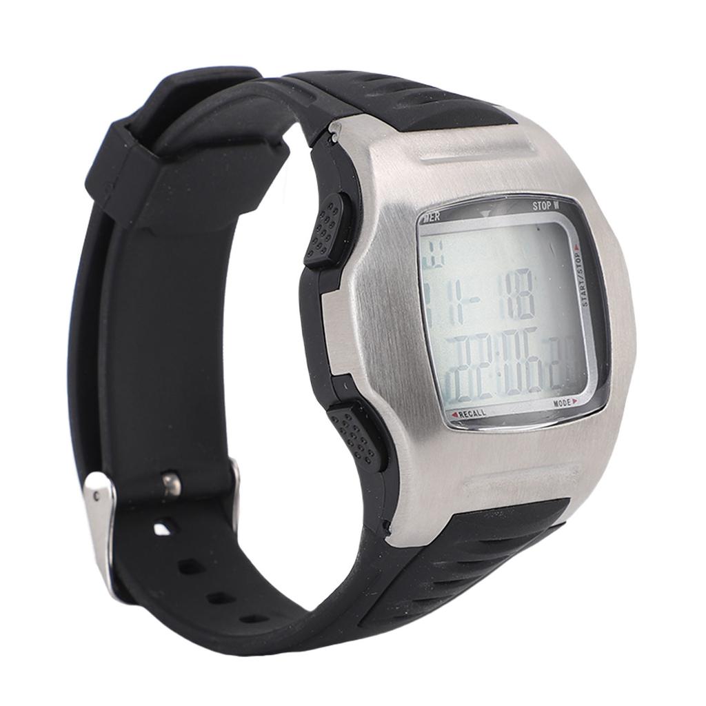 Футбольный Судейский Часы Цифровые Спортивные Наручные Часы Секундомер Таймер Будильник Нержавеющая Сталь Серебристый Корпус Черный Ремень