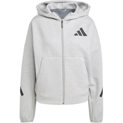 ЗНЕ. FW24 Узор логотипа с капюшоном и застежкой-молнией Женская куртка серая JD9593