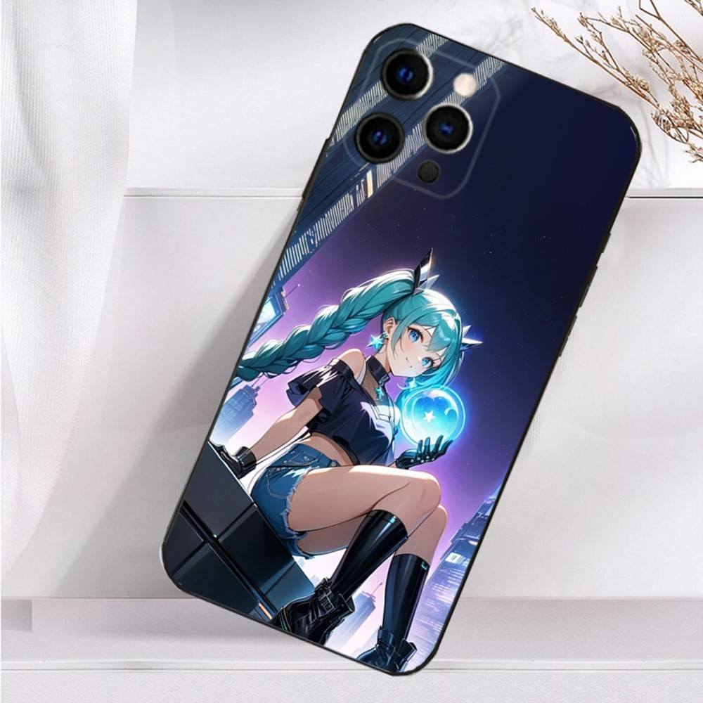 Cute H-Hatsune M-Mikus Phone Case For iPhone 16,15,14,13,12,11 Plus,Pro Max,XS,X,XR,SE,Mini,8,7 Soft Silicone Black Cover