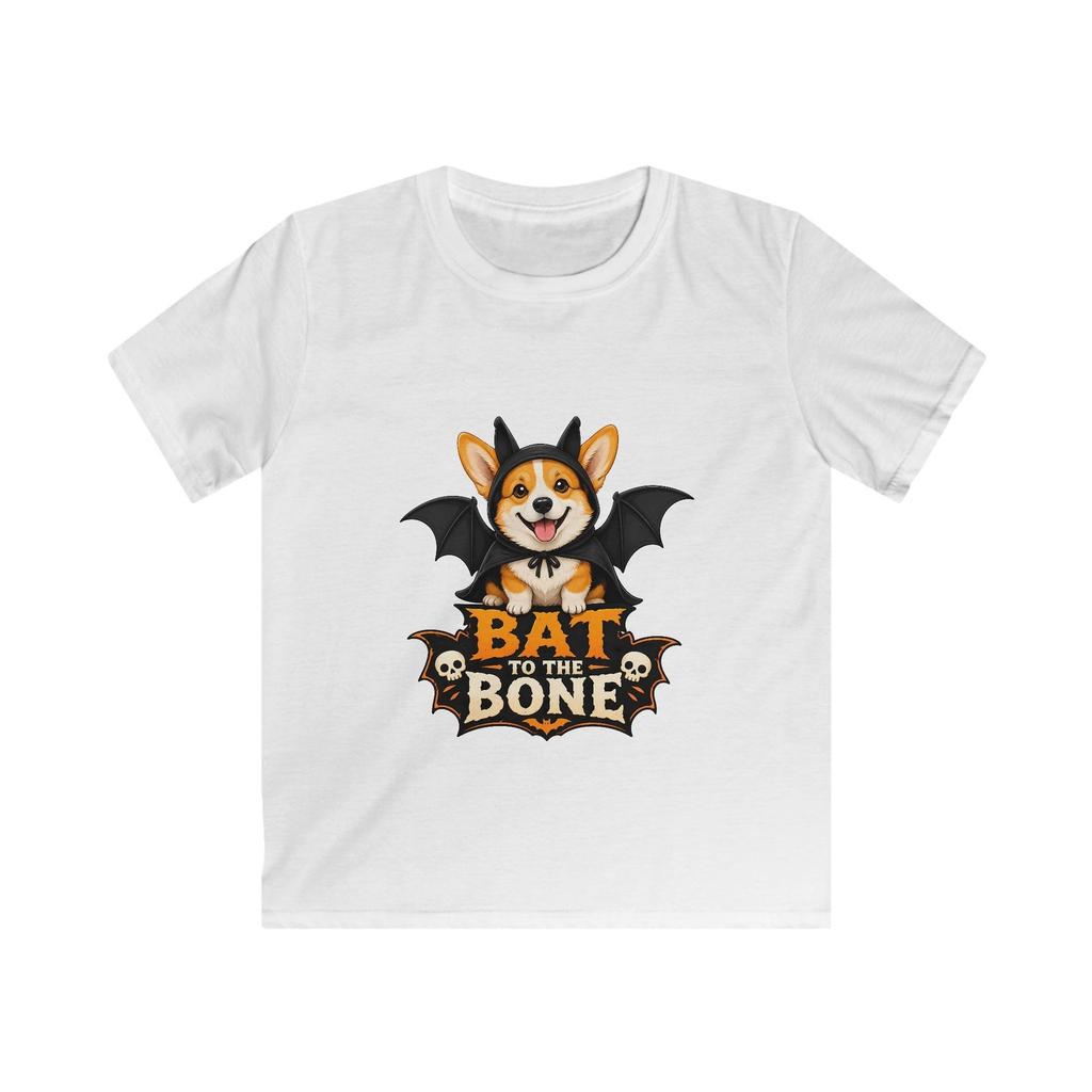 Corgi Halloween Cartoon Cute Funny Spooky Holiday Pet Kids Softstyle Tee