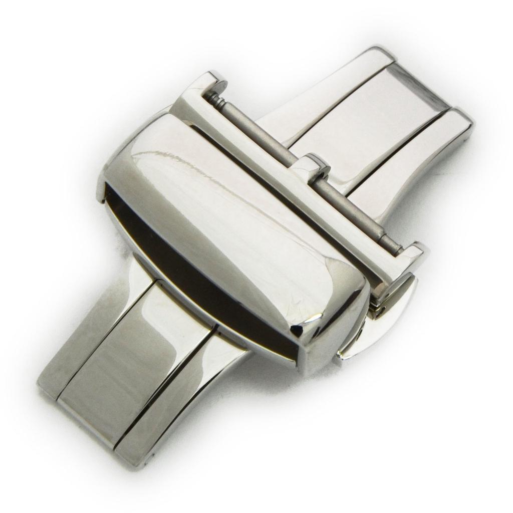 CASSIS D-buckle (push-button type) PBF SILVER2 mirror silver 20mm watch strap replacement tool included!
