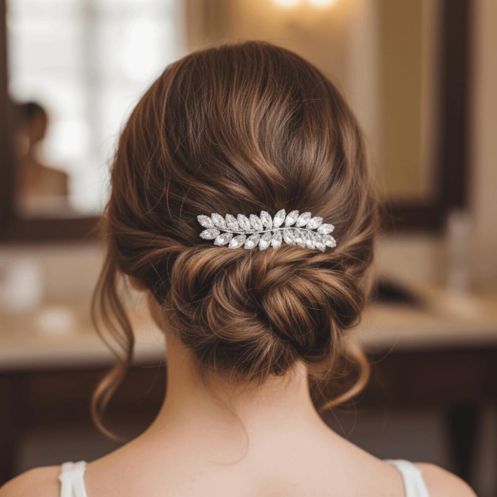 Exquisite Wheat Shape Zirconia Hair Clip Shining Rhinestone Gifts Side Clip Banquet Headpieces Party Banquet