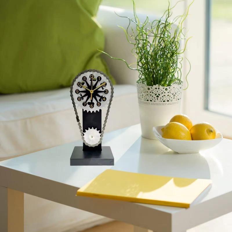 Винтажные часы с вращающейся шестерней, настольные часы, античная шестерня, железная цепочка синхронизации, настольные часы с приводом для подарка на день отца