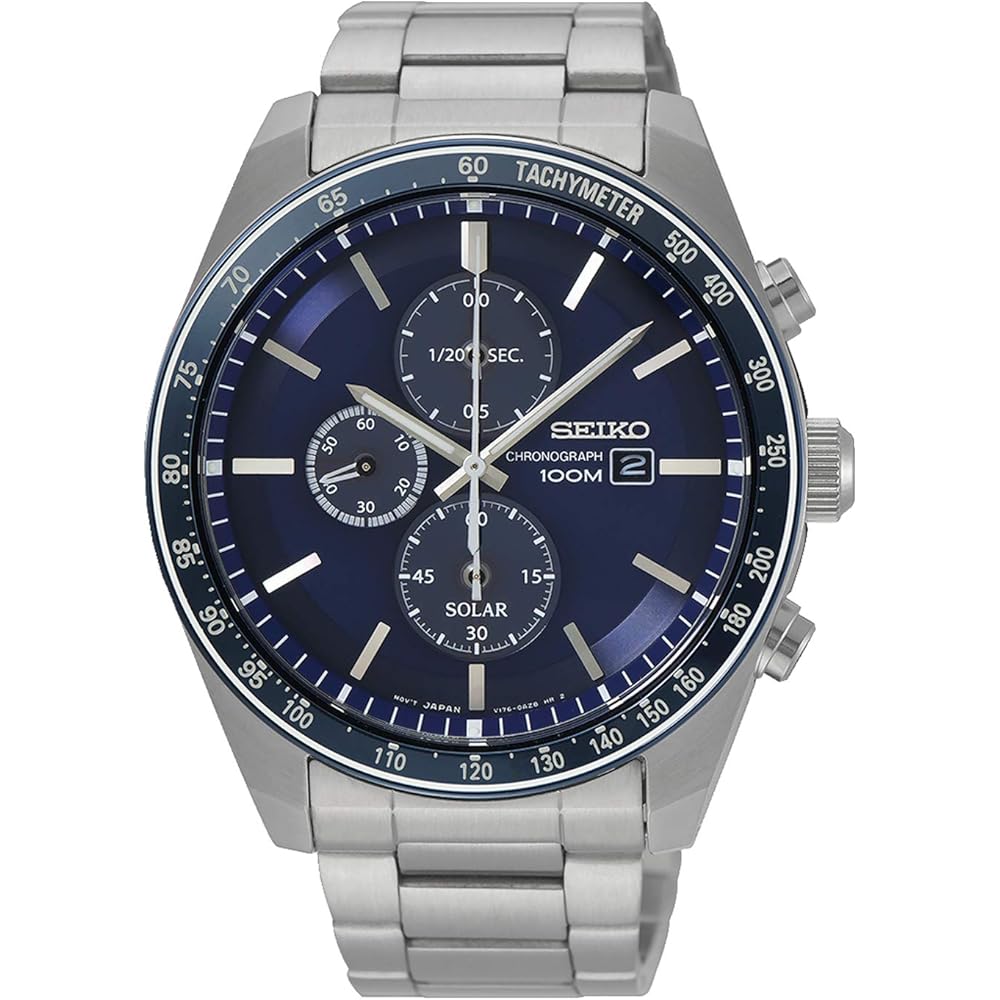 Seiko SSC719P1 Solar Chronograph Men's Watch Navy Overseas Model