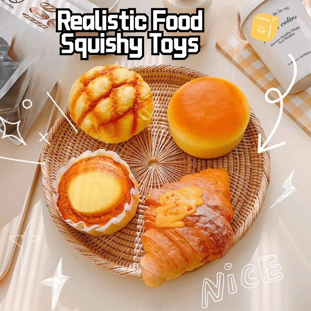 Sensory Fidget Simulated Cheese Bun Soft Slow Rising Toy Bread Squishy Toy for Adults Kids Gift