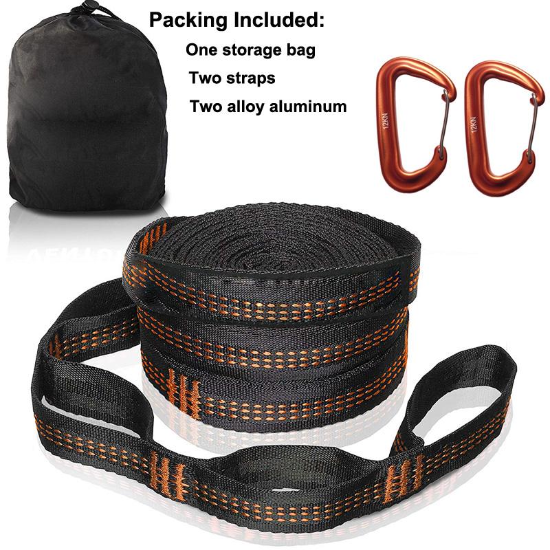 Outdoor Hammock Straps with 12 Adjustable Loops and Ultra-length Outdoor Hammock Straps and Belts with 7075 Alloy Aluminum