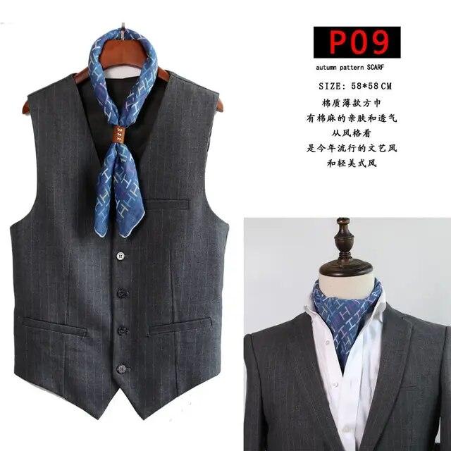 Cotton and Linen Men's Artistic Retro Scarf Korean Spring Autumn Winter Scarf Hip Hop Street Style Scarf Small Square Towel