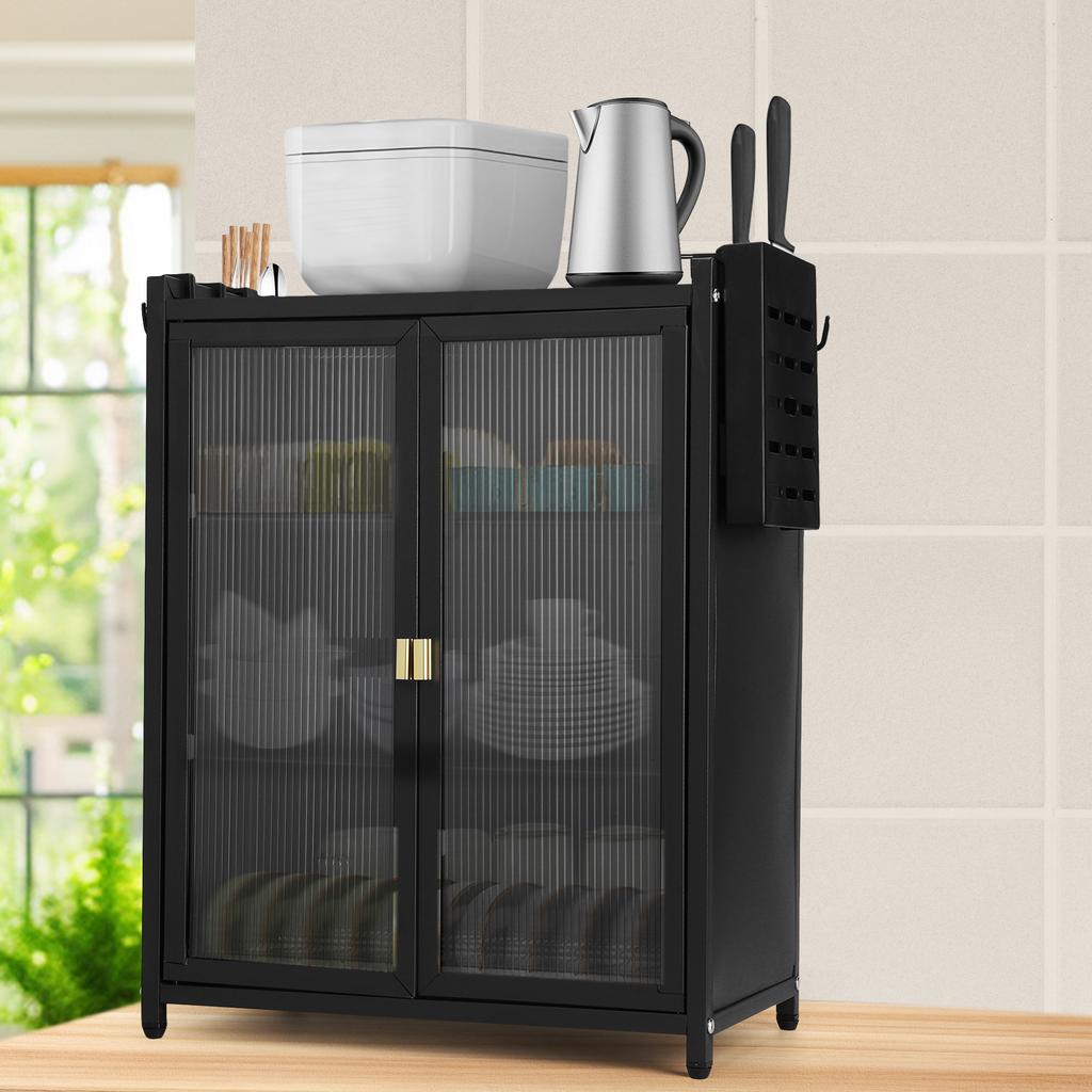 3-ярусный кухонный шкаф для хранения с двойной дверцей, кухонный органайзер с корзинами для палочек для еды, кухонная сушилка для посуды для столовой и прихожей