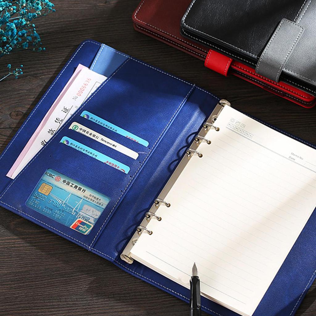 A5 Buckled Leather Student Subject Notebook, Business Loose-leaf Notepad, Office Meeting Record Book, Thickened Diary, Travel Log