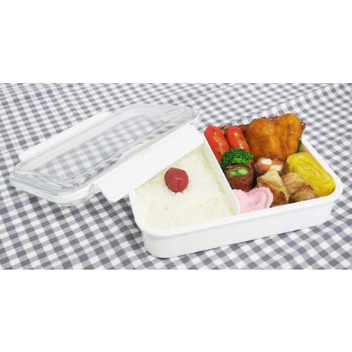 OSK Feel Easy Tight Box, Freezer-Safe Lunch Box with Dividers, White, 650ml, Made in Japan, Dishwasher and Microwave Safe, Two-Point Locking, with Gas