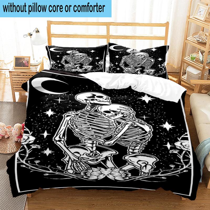 Day Of The Dead Celebration 3pcs Bedding,Including 1pc Duvet Cover And 2pcs Pillowcases Perfect for Christmas,Ideal for Bedroom, Dormitory