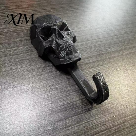 Skeleton Head Storage Organizer Skull Wall Hook, 3D Printed Gothic Decorative Adhesive Key Dark Aesthetic Decor Holder, Mounted for Home Bedroom
