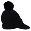 [St. Andrews] Women's Brimmed Knit Cap (with Pompom and Brand Logo)  Golf Hat  042-4287102 010Black SM