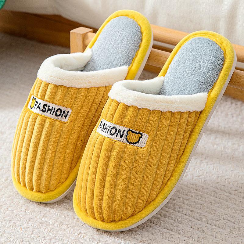 Женские теплые вышитые послеродовые тапочки - зимние хлопковые плюшевые для использования в помещении и на улице