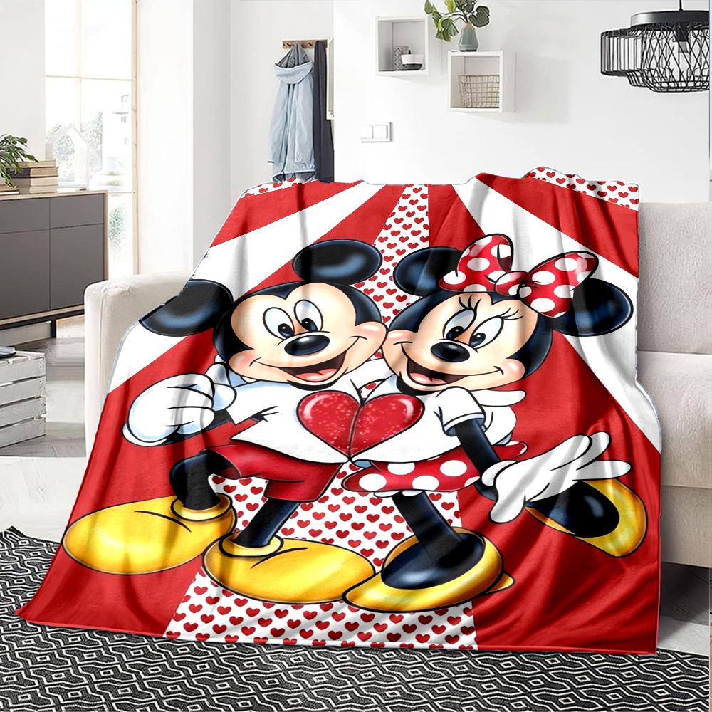Mickey Minnie Love Flannel Blanket Super Soft Warm Cozy Blanket For Sofa Bed Office Travel Allseason Home Decor Gift