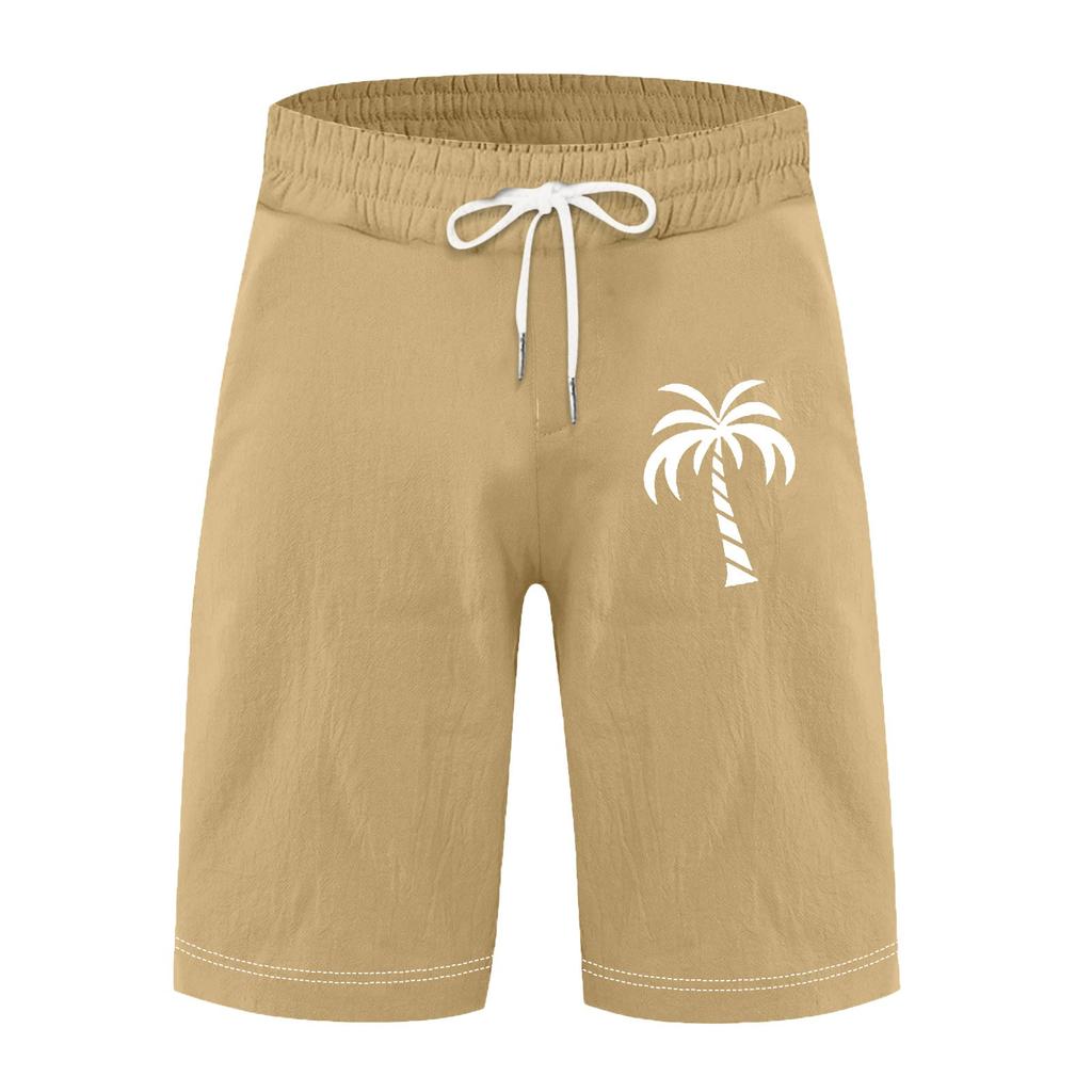 Мужские спортивные хлопковые льняные повседневные свободные шорты Повседневные пижамы с карманами для бега Брюки