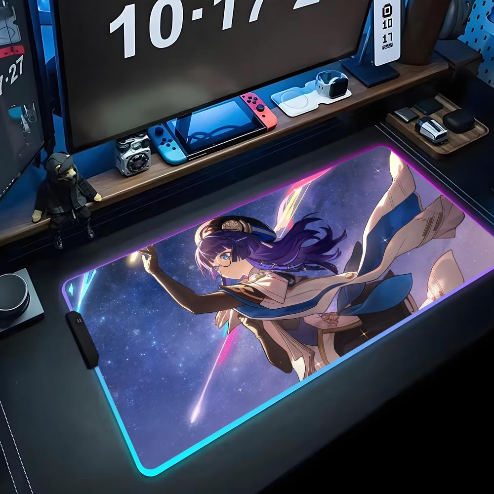 Pela honkai star Коврик для мыши RGB Игровой коврик для мыши Большой светодиодный коврик Настольный коврик для ПК Светящийся коврик для мыши Большие коврики для клавиатуры Настольный ковер С