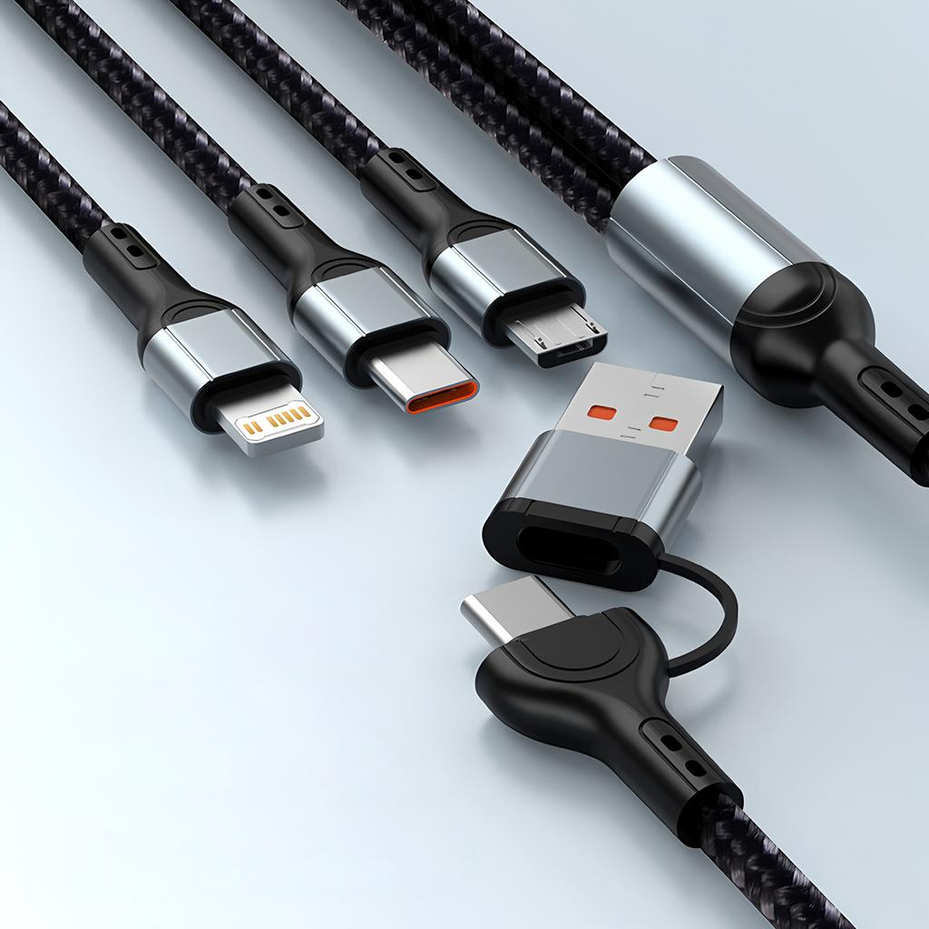 3 в 1 Быстрый зарядный кабель для iPhone Samsung Huawei Micro USB Type C Зарядный кабель 1.2M Многопортовый USB Зарядный кабель
