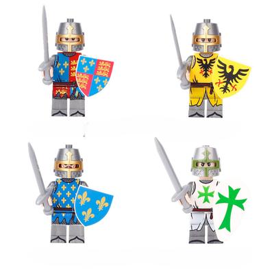Европейские средневековые военные рыцари, солдаты, человеческое оружие, щит, аксессуары, детские сборочные блоки