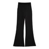 Women's High Waist Black Slit Flare Pants - Slimming Draped Horseshoe Style for Spring & Autumn 2025