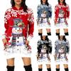 Women's Fashion Loose Casual Pocket Long Sleeve Hoodie Christmas Printed Sweatshirt Top