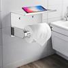 Stainless Steel No-Drill Bathroom Toilet Paper Holder with Phone Shelf - Wall-Mounted Space-Saving Design for Home WC & Restroom