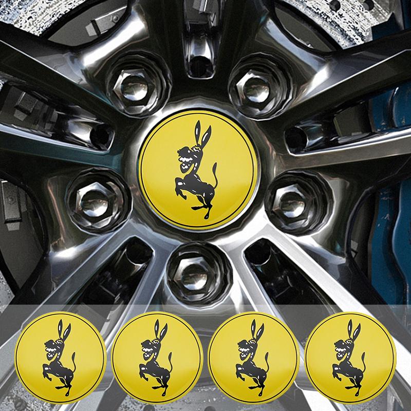 4pcs For Ferrari Donkey Auto Accessories 56mm+60mm Ferrari Donkey Logo Badge Emblem Car Wheel Hub Center Caps Rim Cover Stickers