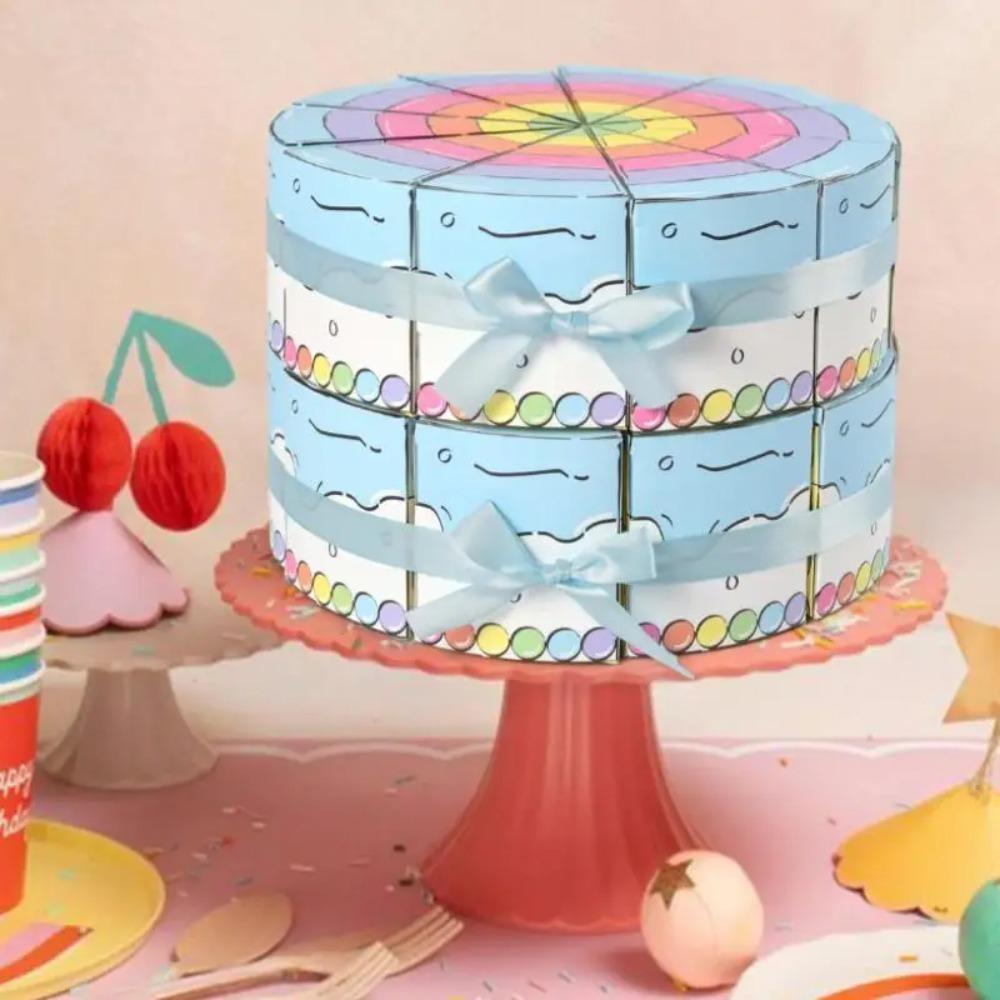 10PCS Cartoon Party Gift Packing Box DIY Candy Box Triangular Cake Shaped Gift Box Dessert