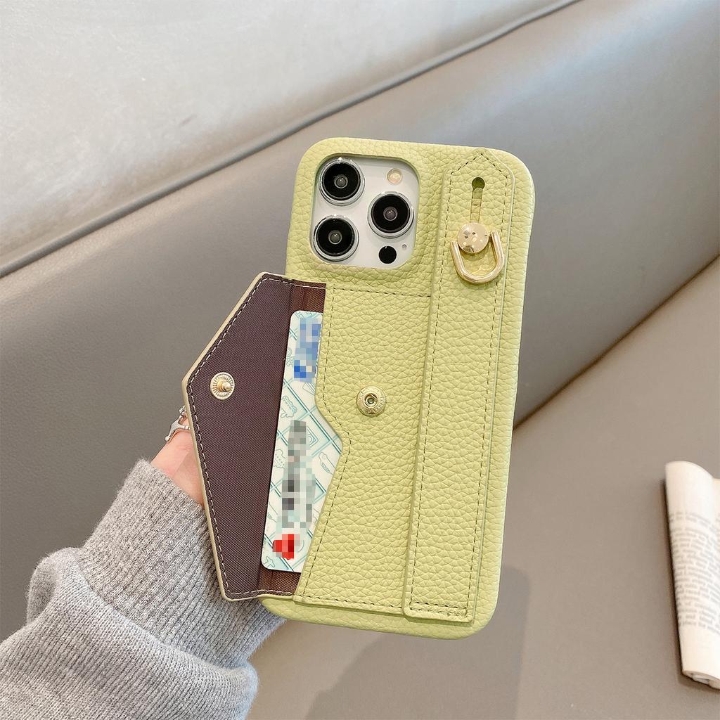 Кожаный чехол-кошелек с ремешком на запястье для iPhone 15 14 13 12 11 Pro Max, роскошная защитная крышка с держателем для карт