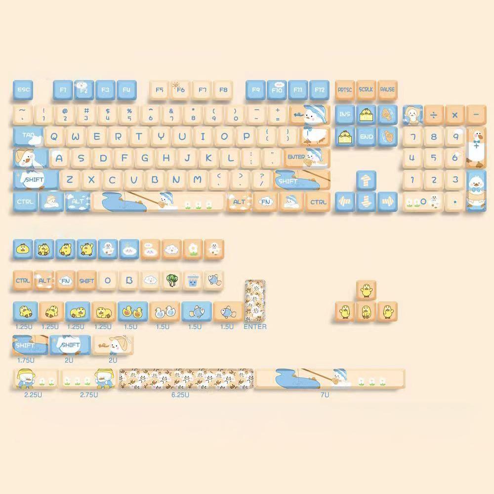 Тематические колпачки для клавиш 158 колпачков для клавиш из ПБТ. Набор специальных колпачков для клавиш MDA подходит для переключателей Cherry MX 61/87/104/108 и других механических клавиатур. (клубника)