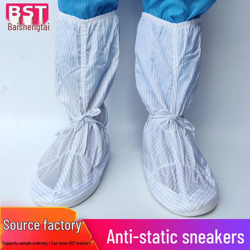 Blue & White Anti-static High-top Work Shoes with Soft Sole
