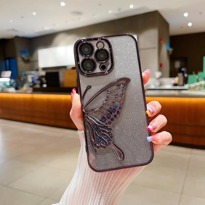Glitter Butterfly Color Mobile Cell Phone Carrying Cases Tpu Protective Phone Cover for iphone 16 15 14 13 12 11 Pro Max