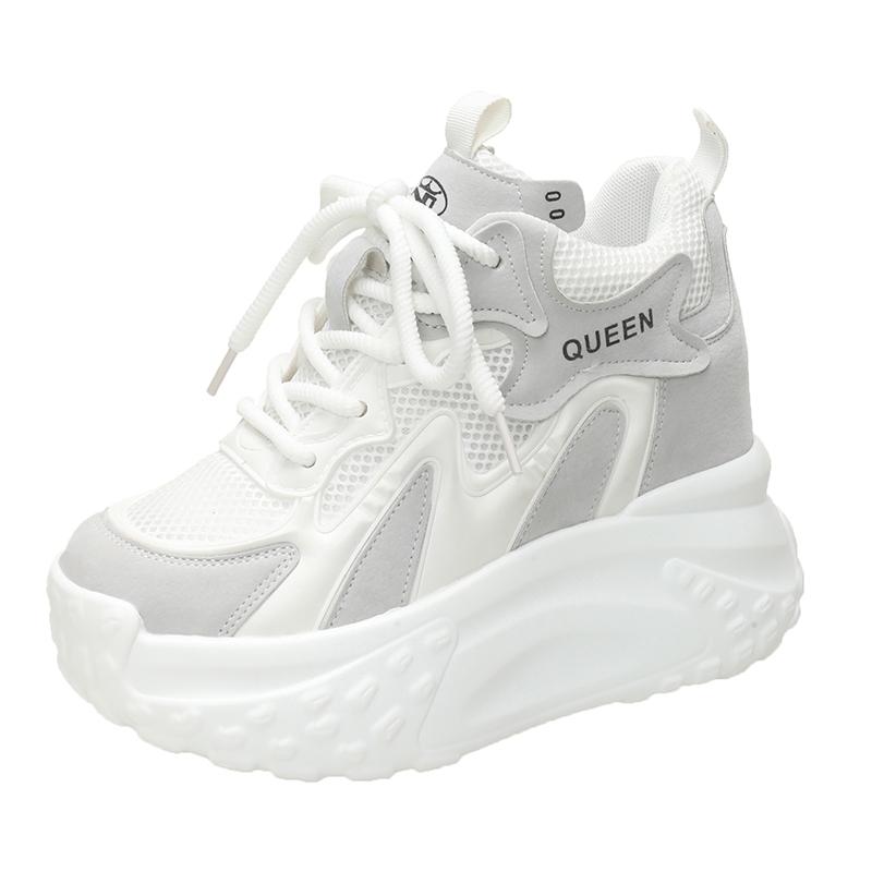Модные Новые 10см Модные и Универсальные Кроссовки на Толстой Подошве для Осени 2025 Новые Сетчатые Дышащие Повседневные Спортивные Женские Кроссовки на Шнуровке