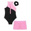 Детские гимнастические купальники без рукавов для девочек с шортами и повязкой для волос, велосипедка для балета, танцевальная одежда