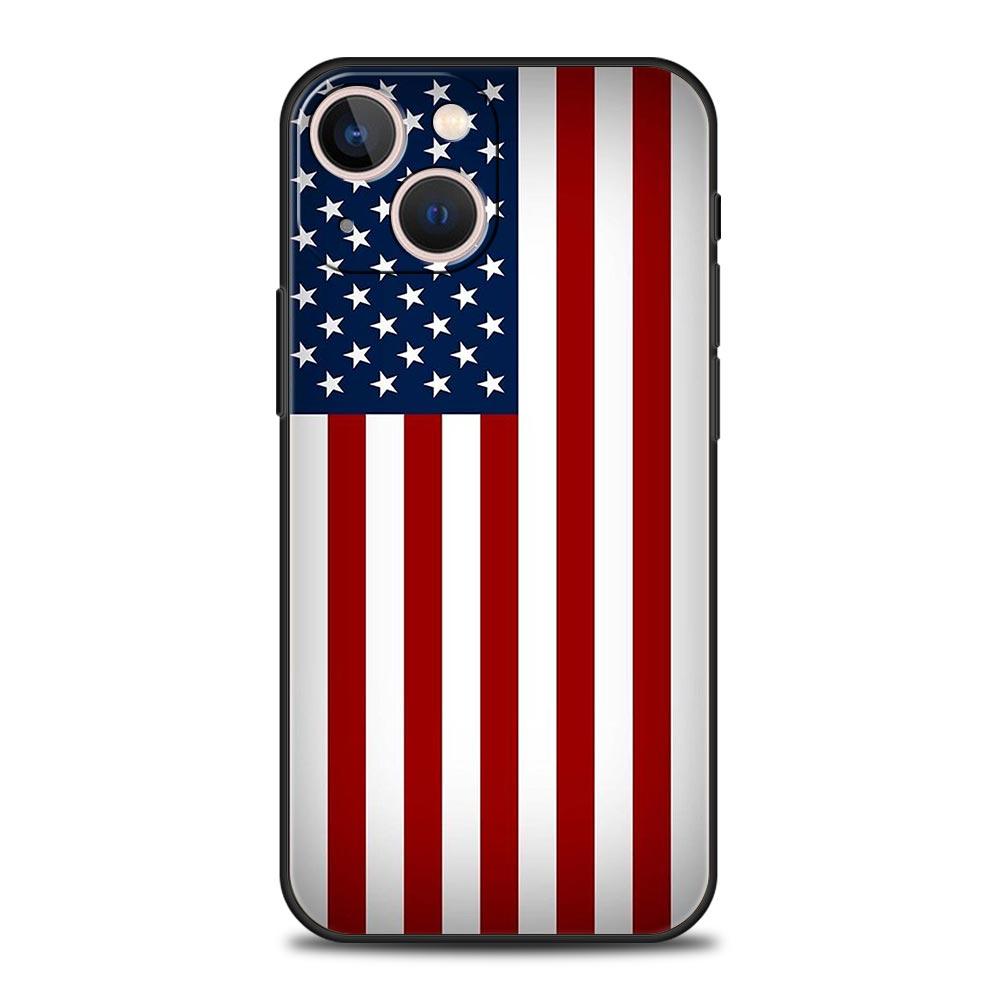 Американский флаг США Чехол для телефона iPhone 17 16 15 Pro Max 11 12 13 14 7 8 Plus SE 2020 X XR XS Мягкий Черный