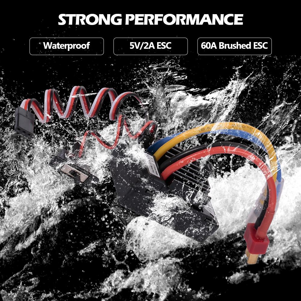 AX-D60A 60A Waterproof Brushed ESC Speed Controller for 1Celsius10 RC Car Truck RC Boat 2S 6-8S NiMh Battery
