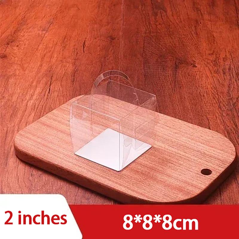 Прозрачная ручка для торта, мини-квадратный мусс, слоеное тесто, пластиковые упаковочные коробки, 5-дюймовая 6-дюймовая маленькая портативная коробка для выпечки десертов