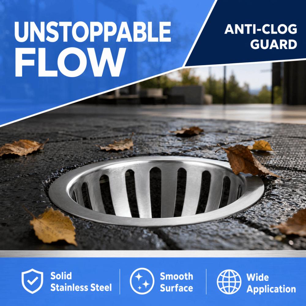 2PCS Round Shape Floor Drain Cover Stainless Steel Storm Drain Filter Ground Drain Strainer Roof