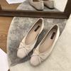 Champagne Bow Square Head Light Mouth Flat Sole Shoes Women's Summer 2025 New Gentle Satin Grandma Shoes