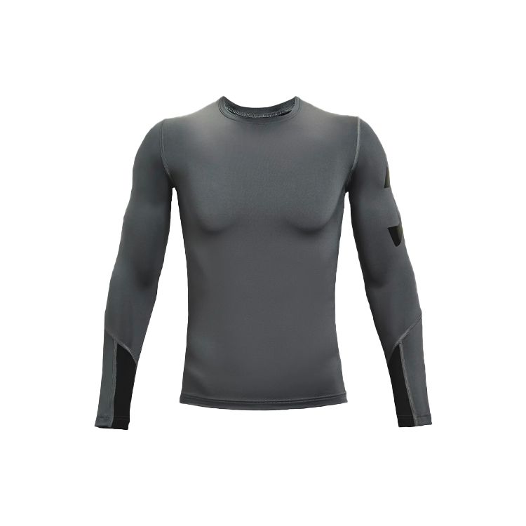 Under Armour HeatGear Long Sleeve Sports Tee Men Tops Grey 1351817-012