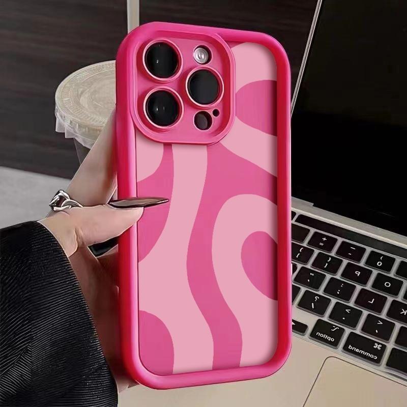 Розовая волна Рябь Силиконовый чехол для телефона Для iPhone 17 16 Pro Max 11 13 12 14 15 8 7 15 Plus XS XR X 16E 17E Ударопрочный Бампер