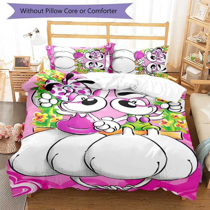 3pcs Cartoon Diddl Diddlina pattern bedding set duvet cover set includes duvet cover &pillowcases, perfect all season bedroom decoration & gift
