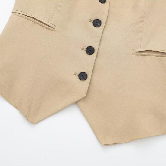 Женский жилет с V-образным вырезом, однобортное пальто без рукавов, повседневный жилет с карманами, женская нарядная жилетка, куртка