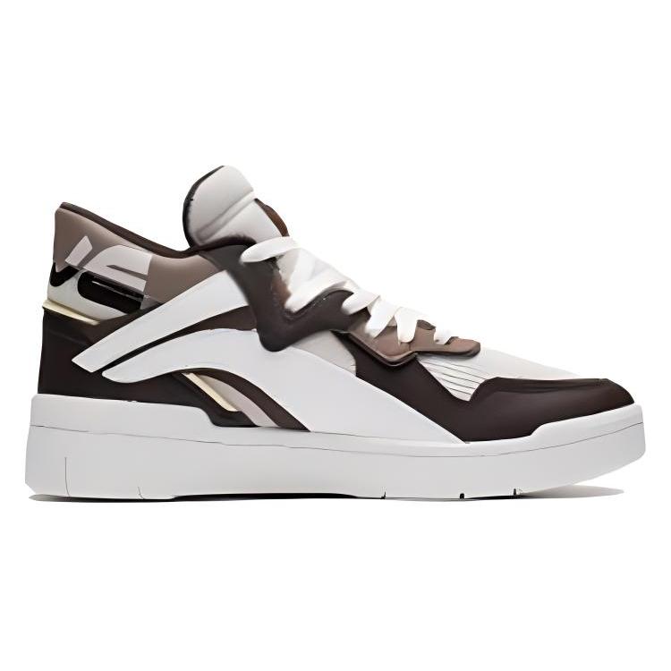 Li Ning Wave Mid Prm Кожаные Нескользящие Амортизирующие Износостойкие Средние Кеды для Скейтборда Мужские Белый Коричневый AGCS151-3