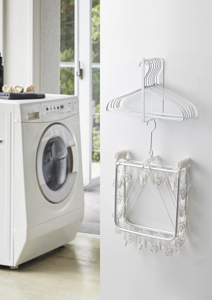 Yamazaki Магнитный органайзер для вешалок для белья 6 см Ш x Г x 26 см для рядом со стиральной машиной с продуктом для стирки 3690 Стойка, Маленький, Белый, Прибл.. 8,5 см В, Башня,