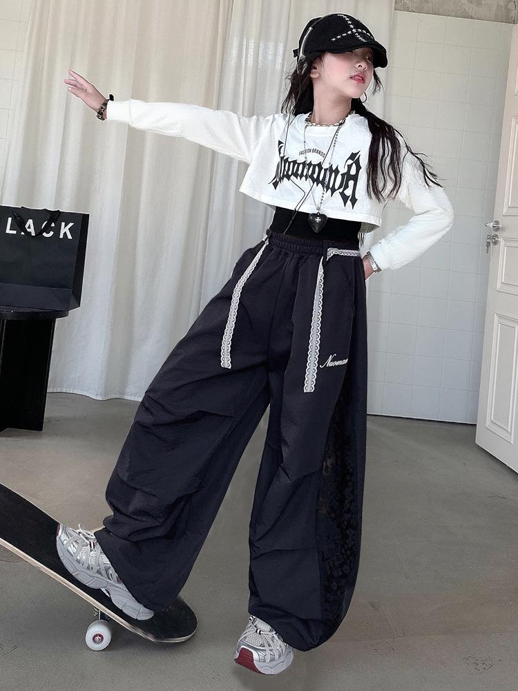 Крутой хип-хоп джазовый танцевальный комплект для девочек - Модный весенне-осенний 2025 двойка для детей