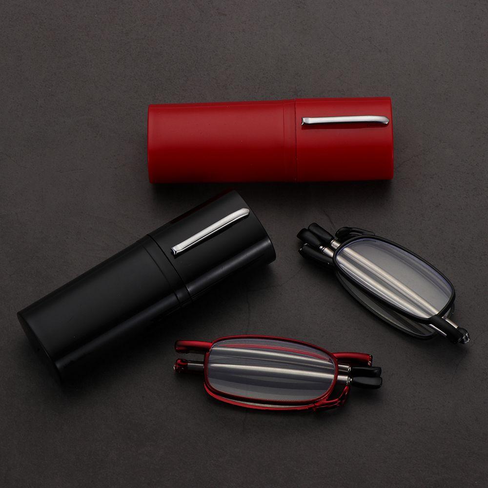 Eyeglasses with Tube Case Foldable Reading Glasses Computer Reading Eyeglasses Easy Carry