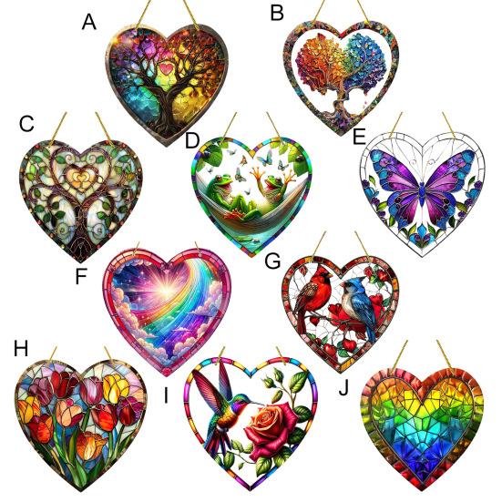 Love Heart Sun Catcher, окрашенный акриловый оконный подвесной орнамент, в форме сердца, для балкона, крыльца, двора