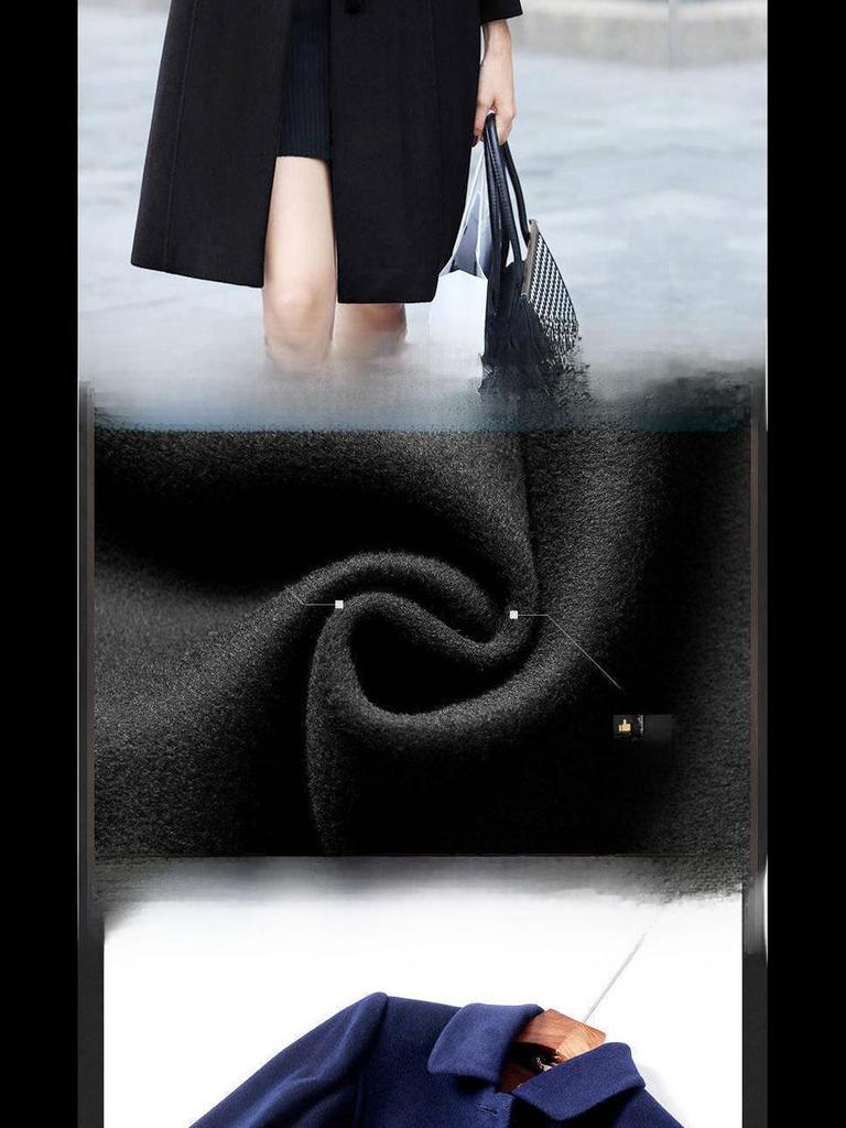 Women's Mid-Length Wool Coat, 2025 Autumn/Winter, Hepburn Style, Slim Fit, Plus Size